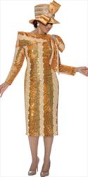 Dorinda Clark Cole 309071 - Gold - Sequin Portrait Collar Dress